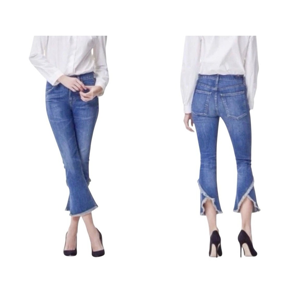 Citizens of Humanity Size 26 Drew Fray High Rise Crop Flare Jeans Medium Wash